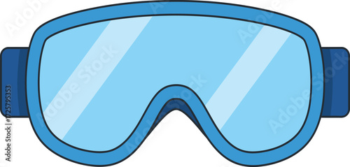 Bright blue ski goggles for winter sports protection and style snowboard accessories isolated on transparent background