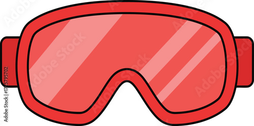 Bright red ski goggles with tinted lenses and adjustable strap for winter sports and outdoor adventures a protective eyewear for snow activities isolated on transparent background