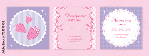 Hand drawn coquette instagram posts collection motivation quotes