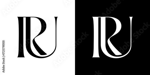 RU Letter Minimalist Logo Design , Initial Logo Vector for Brand