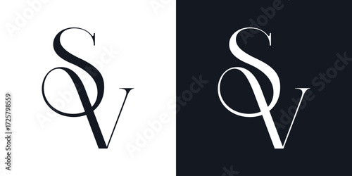 SV Letter Minimalist Logo Vector , Initial Logo Vector for Brand Company