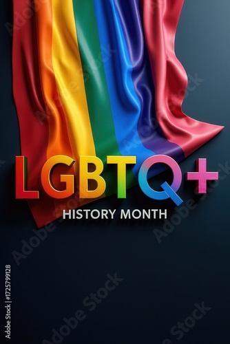 LGBT History Month Card and Banner Template with Equality Symbol, Rainbow Pattern and Modern Celebration Design Generative AI