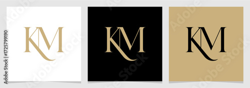 Photos KM Letter Monogram Logo Design Vector , Initial Logo for Brand Company