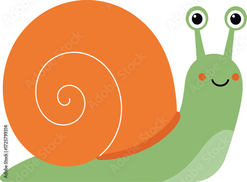 Charming cartoon snail with bright orange shell and googly eyes a delightful creature for nature and wildlife themes isolated on transparent background