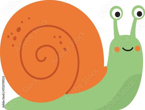 Adorable cartoon snail character with orange shell and googly eyes fun animal design isolated on transparent background
