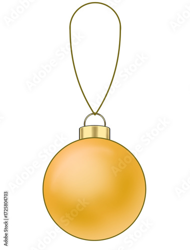 ヒモのついた金色のクリスマスボールオーナメント