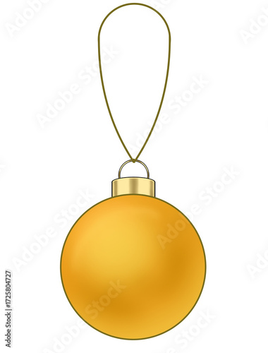 ヒモのついた金色のクリスマスボールオーナメント