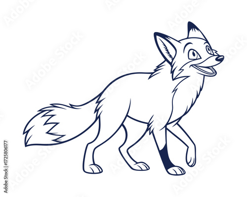 Cunning Fox Exploring Forest Line Art