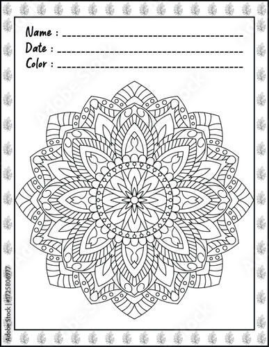 Bold and Easy Mandala Coloring Page & Book for Adults and Kid. High resolution (300 DPI), Ready to print on standard 8.5x11-(A4) inch paper With (No Bleed), Black and White. Vector illustration