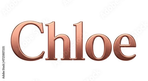 Elegant Rose Gold Metallic Text Effect Featuring the Name Chloe With Transparent Background