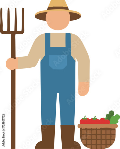 simple farmer cartoon character illustration 