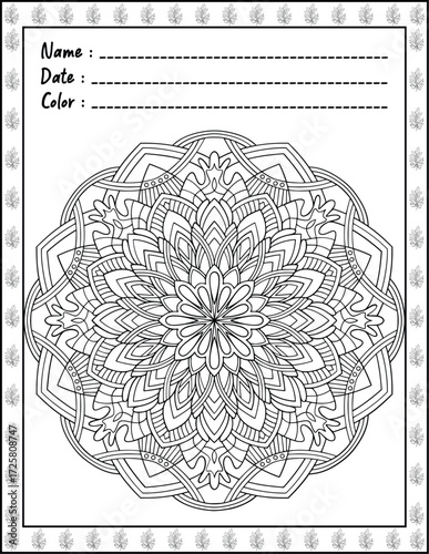 Bold and Easy Mandala Coloring Page & Book for Adults and Kid. High resolution (300 DPI), Ready to print on standard 8.5x11-(A4) inch paper With (No Bleed), Black and White. Vector illustration
