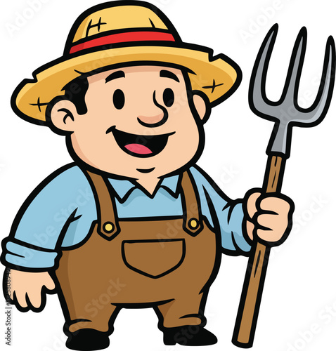 simple farmer cartoon character illustration 
