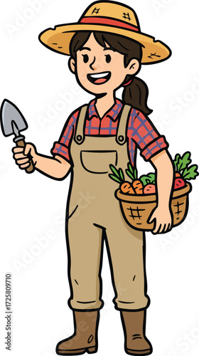 simple farmer cartoon character illustration 
