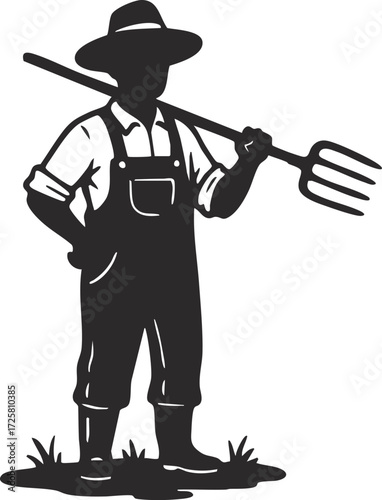 simple farmer cartoon character illustration 