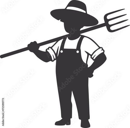 simple farmer cartoon character illustration 