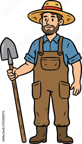 simple farmer cartoon character illustration 