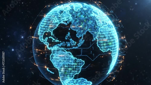 Digital globe with binary code