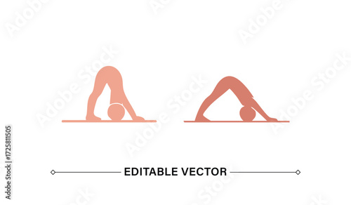 Yoga Poses Downward-Facing Dog Variations and Exercise Instructions Icon