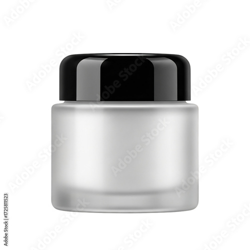 Cosmetic cream jar with black lid mockup