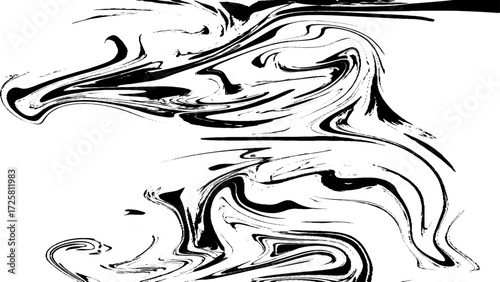 Black Marble ink texture acrylic painted waves texture background. pattern can used for wallpaper or skin wall tile luxurious. White and black digital background made of interweaving curved shapes. 