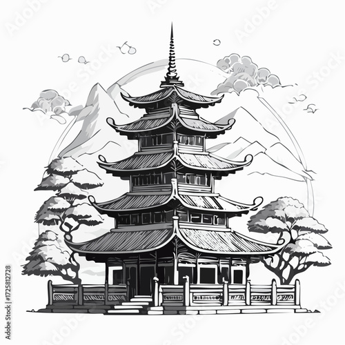Multi-Tier Pagoda Temple