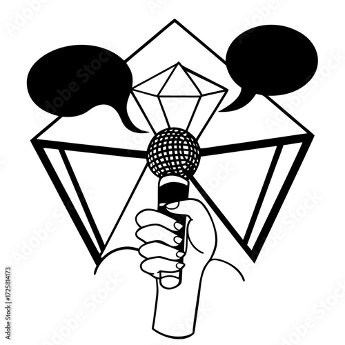 illustration of microphone in hand