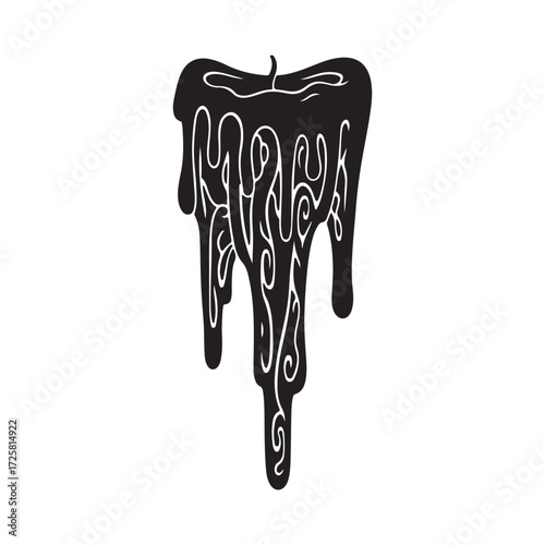 Monochrome Stylized Dripping Organic Shape Vector Graphic Design