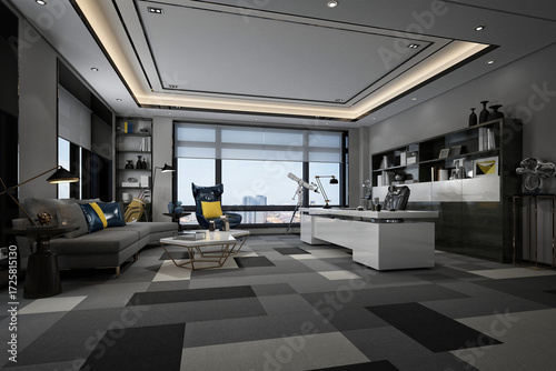 modern office interior 3d render