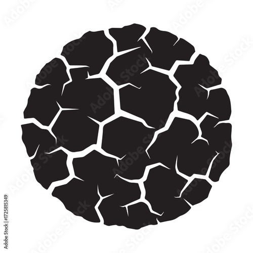Abstract Black Cracked Pattern in Circular Shape Vector Design