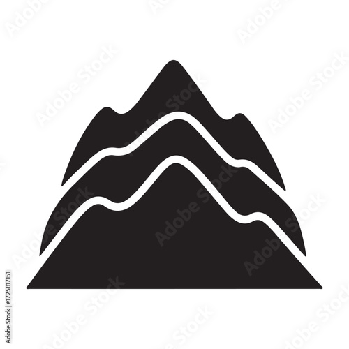 Minimalist Abstract Mountain Range Vector Graphic on White Background