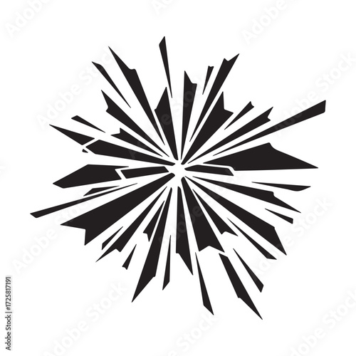 Abstract Geometric Shatter Effect with Radiating Black Fragments