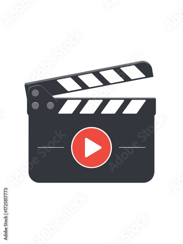Clapperboard with play button icon for video production and filming