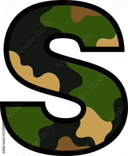 Camouflage Letter S - Military Pattern Typography 
