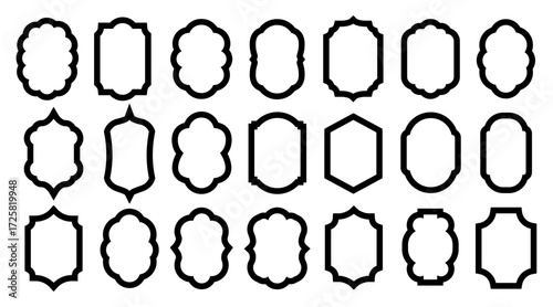 Ramadan icon frame shape set. Suitable Islamic icons showing Islamic shaped windows and door frames.