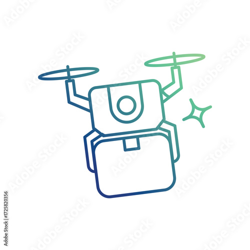 Drone Delivery icon with white background vector stock illustration