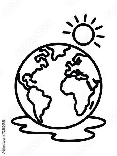 Earth melting under hot sun global warming concept illustration