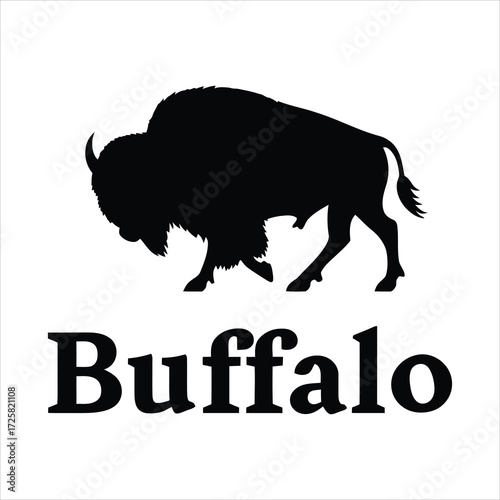 Buffalo Silhouette Vector Illustration Wild Animal Icon Logo Design Bison Symbol Graphic