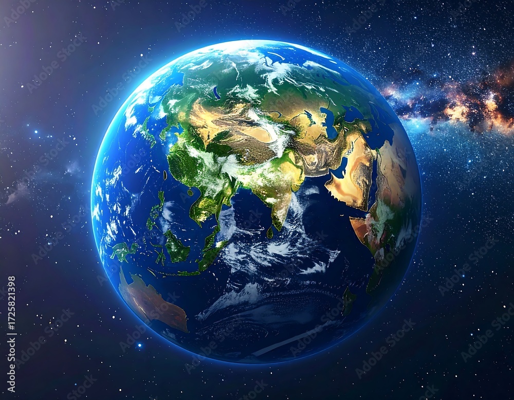 Obraz premium Earth seen from space, with cosmic background