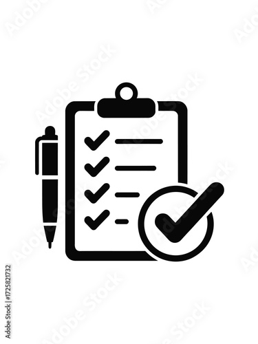 Checklist with pen and completed tasks icon