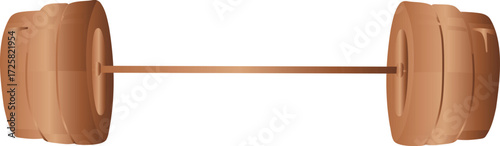 Sleek bronze-gradient barbell illustration with a polished metallic finish, ideal for fitness branding, gym decor, and modern sports concepts.