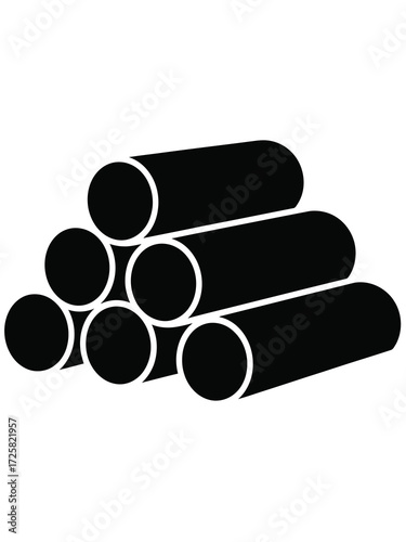 Stack of black cylindrical pipes or tubes
