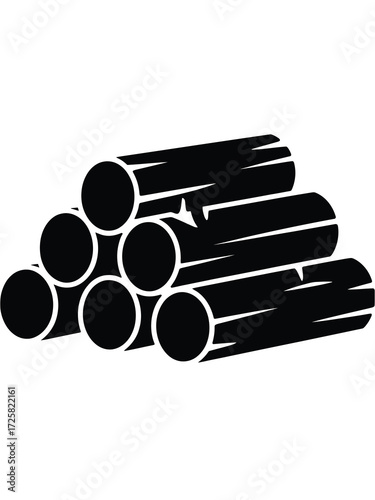 Stack of black metal pipes industrial material