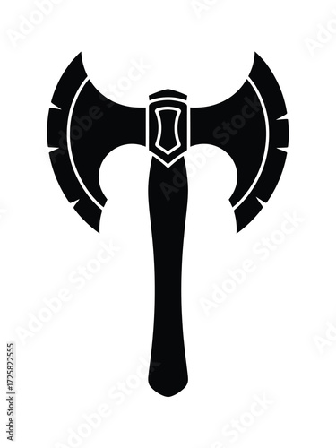 Black silhouette of a double headed battle axe