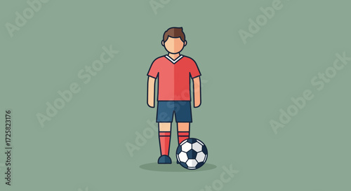Soccer Player Illustration Flat Design Icon of a Footballer