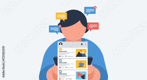 Engaged Social Media User on a Smartphone Sharing Content
