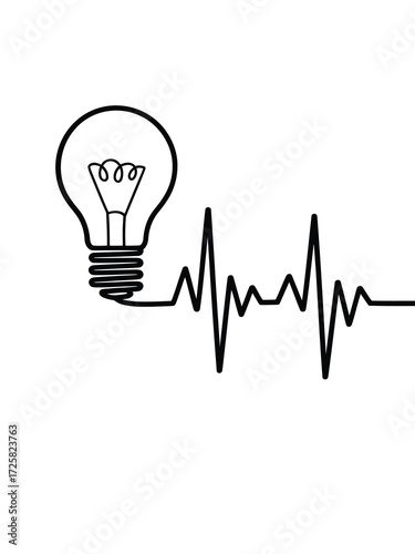 Light bulb connected to a heart rhythm line