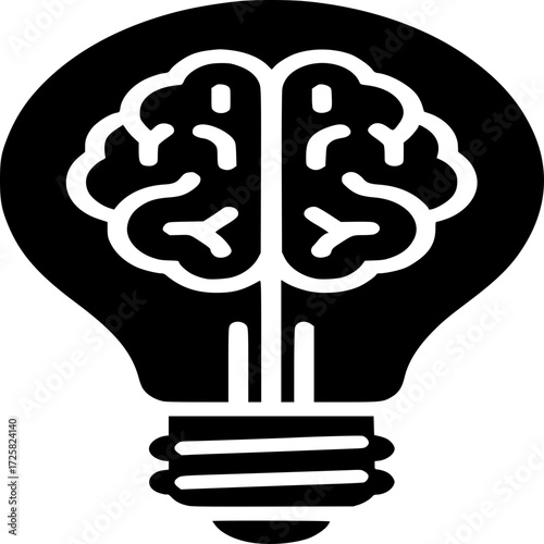 Innovative Thinking: A creative graphic represents the convergence of a lightbulb and a brain, symbolizing the birth of new ideas and solutions, sparking innovation and imagination