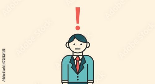 Man with an Exclamation Mark Concept of Surprise, Problem Solving, and Urgent Attention