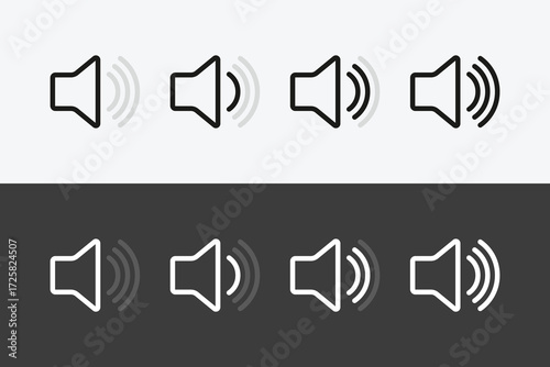 Set of Volume Icon Variations in Black and White